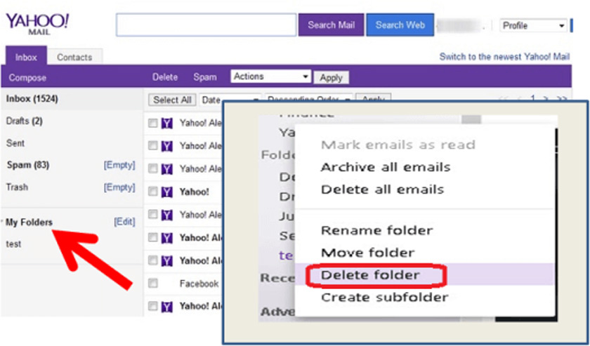 how to delete all yahoo emails by year